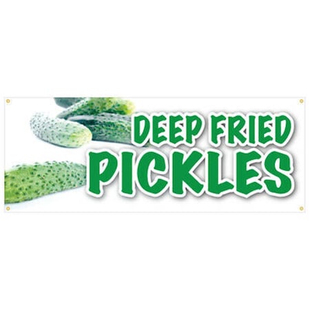 Amistad 48 x 120 in. Fried Pickles Banner Sign - Deep Pickle Snack AM2016389